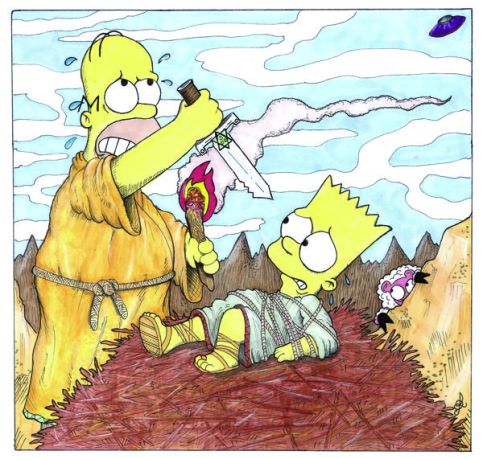 Homer sacrifices Bart --Genesis 22